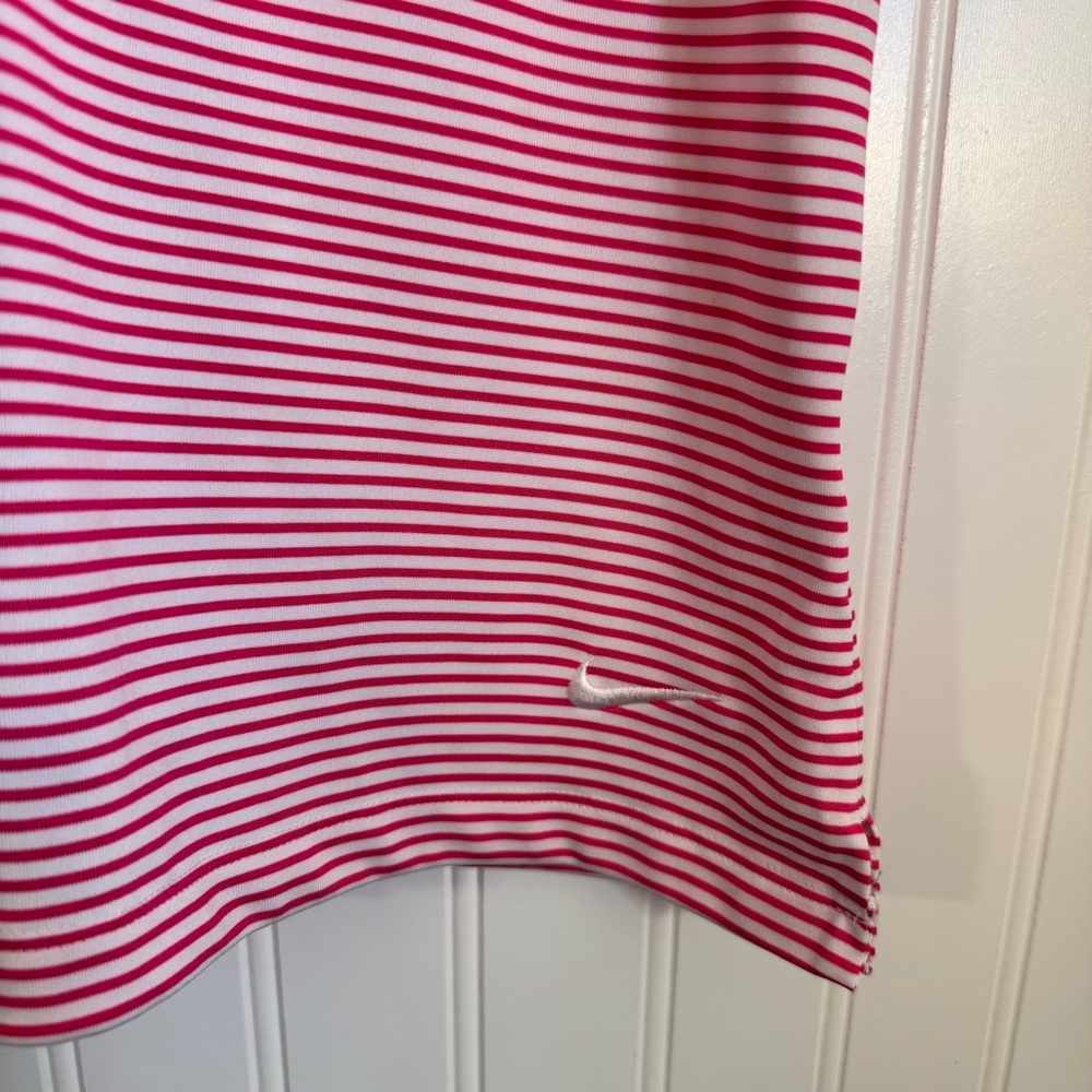 Nike Golf Dri-Fit Womens Victory Stripe Sleeveless Pink & White Polo Shirt Small - Picture 3 of 9